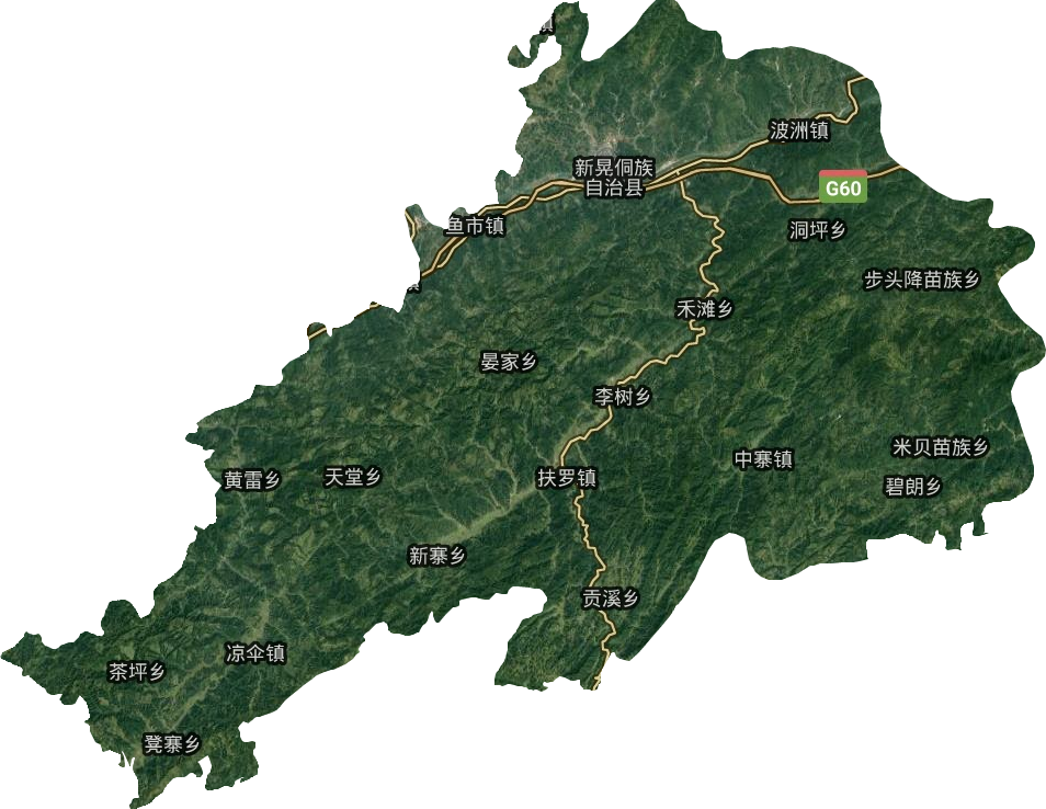 新晃侗族自治縣衛星圖