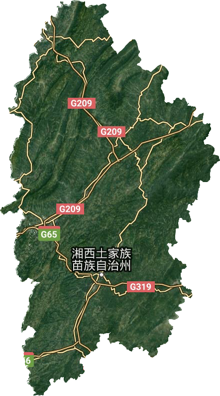 湘西土家族苗族自治州衛星圖