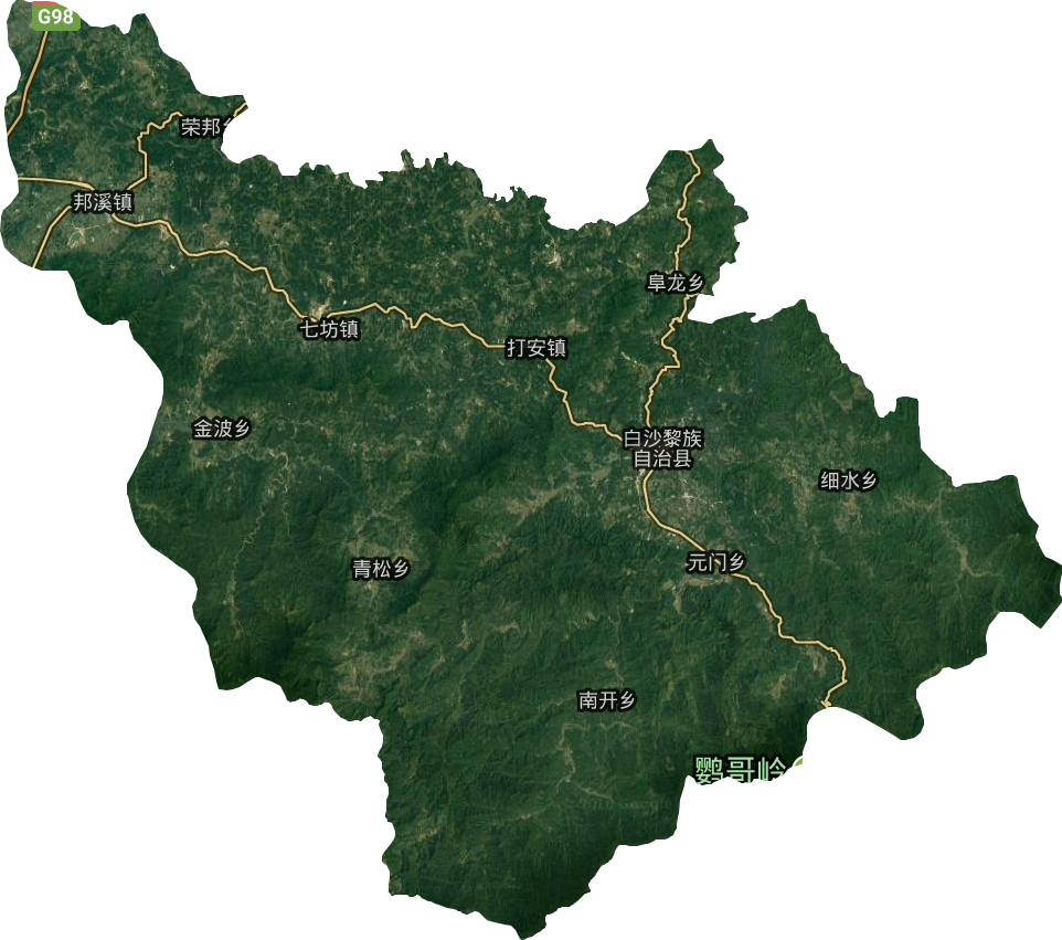 白沙黎族自治縣衛(wèi)星圖
