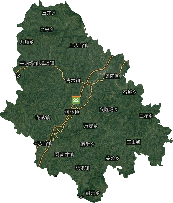 恩陽區(qū)衛(wèi)星圖