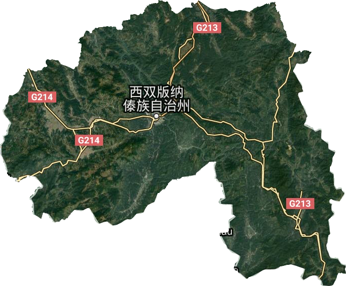 西雙版納傣族自治州衛星圖