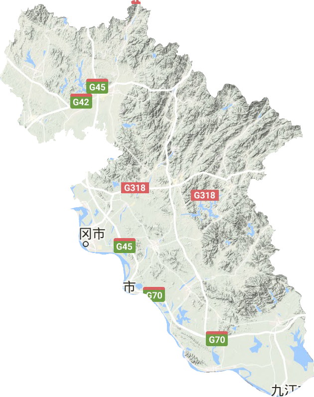 黃岡市地形圖