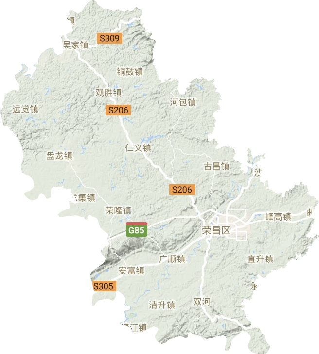 榮昌區(qū)地形圖