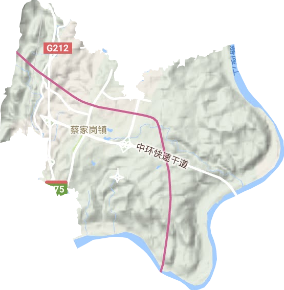 蔡家崗鎮地形圖