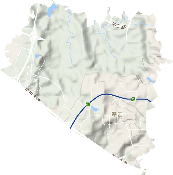 翠云街道地形圖